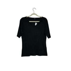 Banana Republic Soft Stretch Wide Rib Tee Black Short Sleeve Size Large